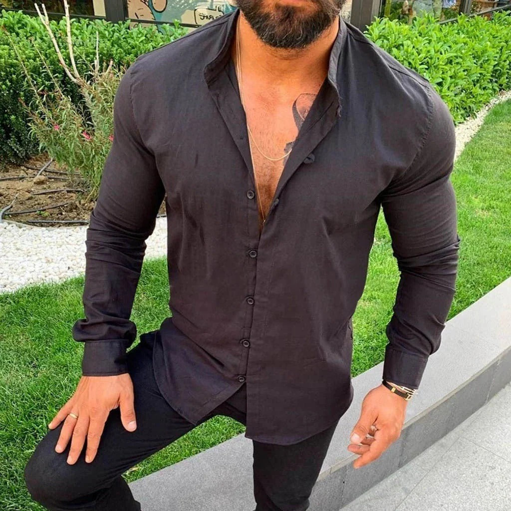 Chemise en lin homme élégante avec col classique 2