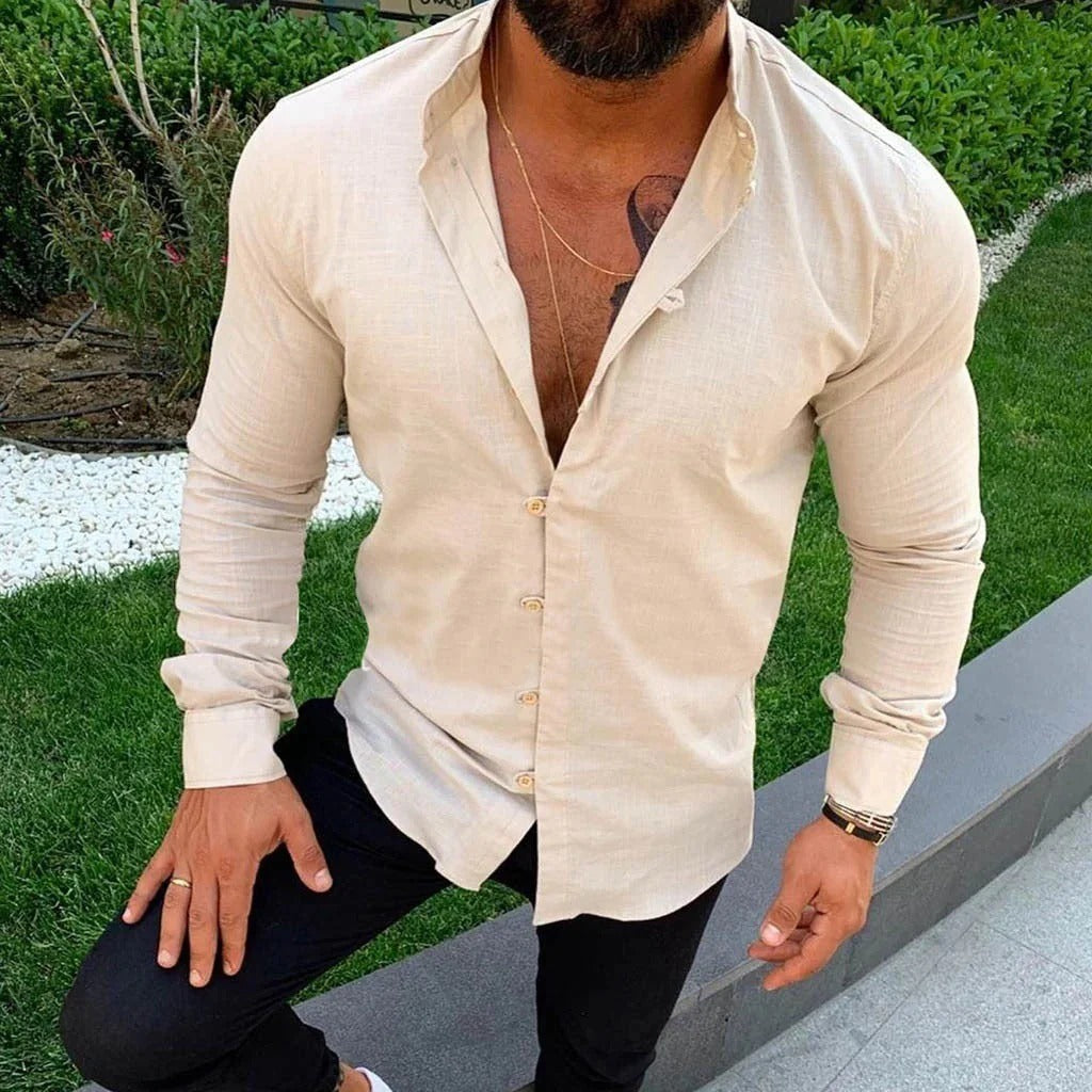 Chemise en lin homme élégante avec col classique 3