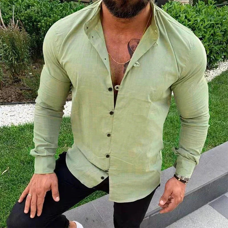 Chemise en lin homme élégante avec col classique 4