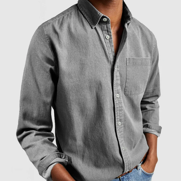 Chemise en lin homme élégante avec col montant 2