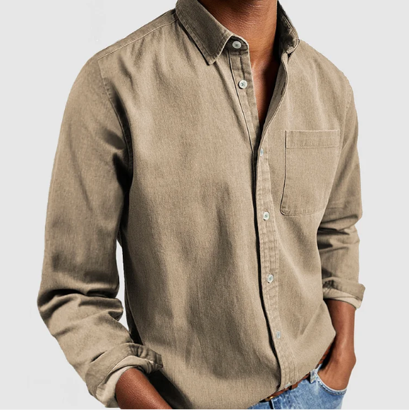 Chemise en lin homme élégante avec col montant 9