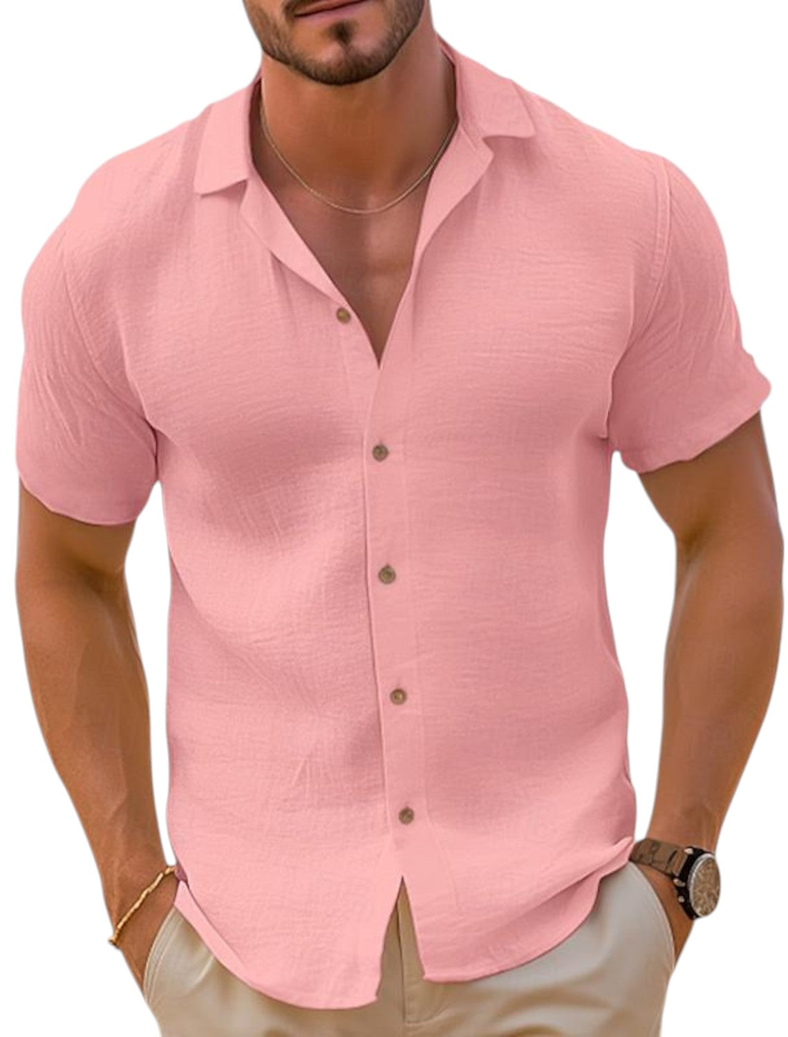 Chemise en lin homme légère été, coupe classique élégante 4