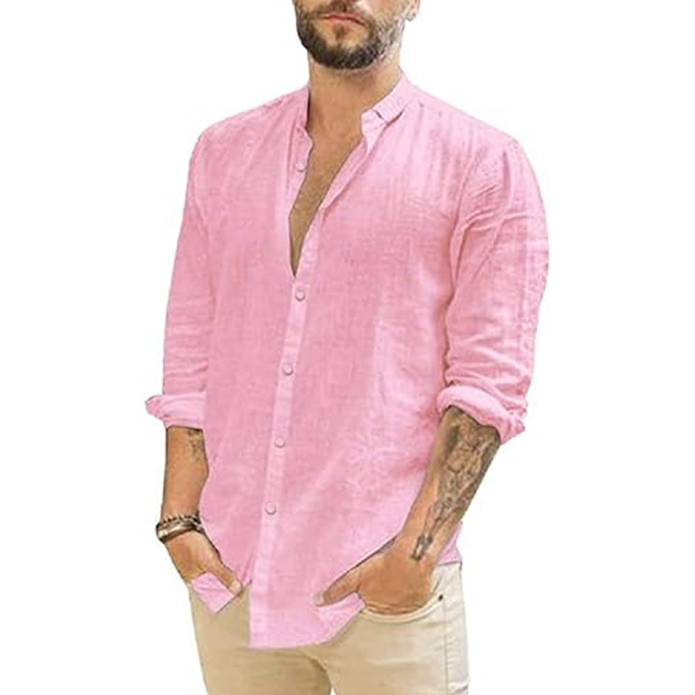 Chemise en lin légère homme avec col mandarin 2