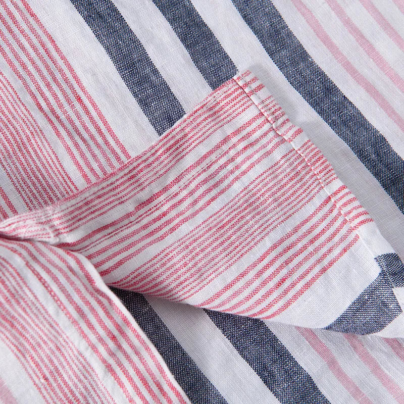 Chemise en lin rayée homme avec col mandarin 5