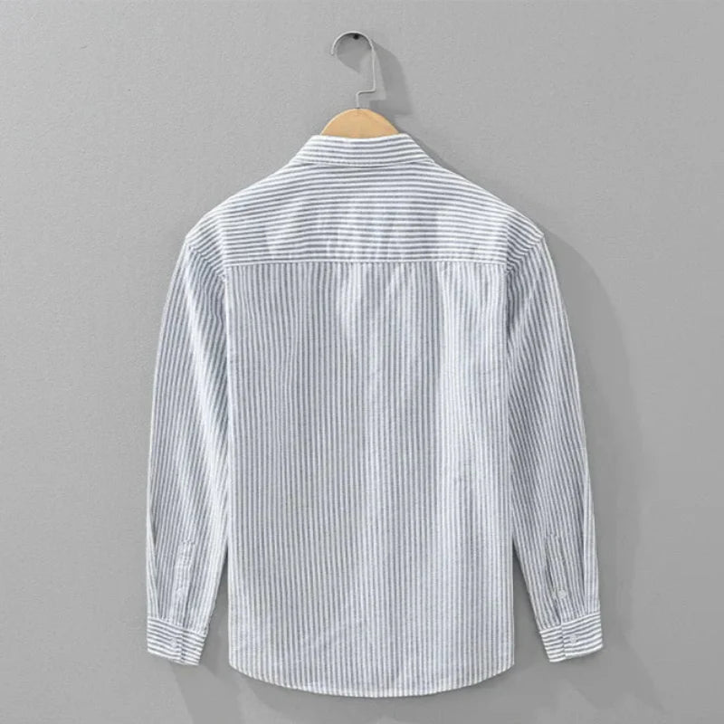 Chemise en lin rayée homme légère et élégante 2