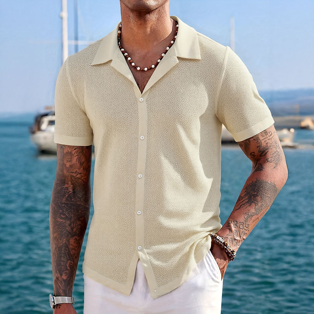 Chemise en maille homme avec col en soie élégante 2