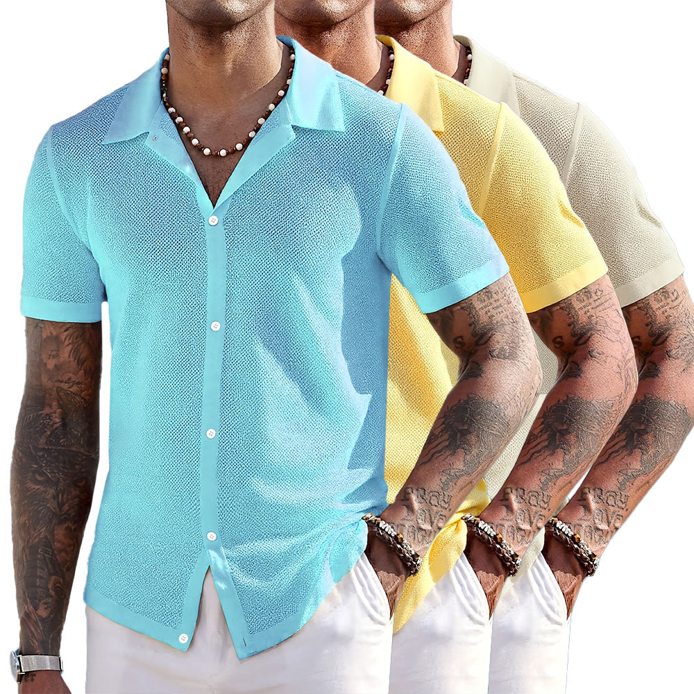 Chemise en maille homme avec col en soie élégante 3