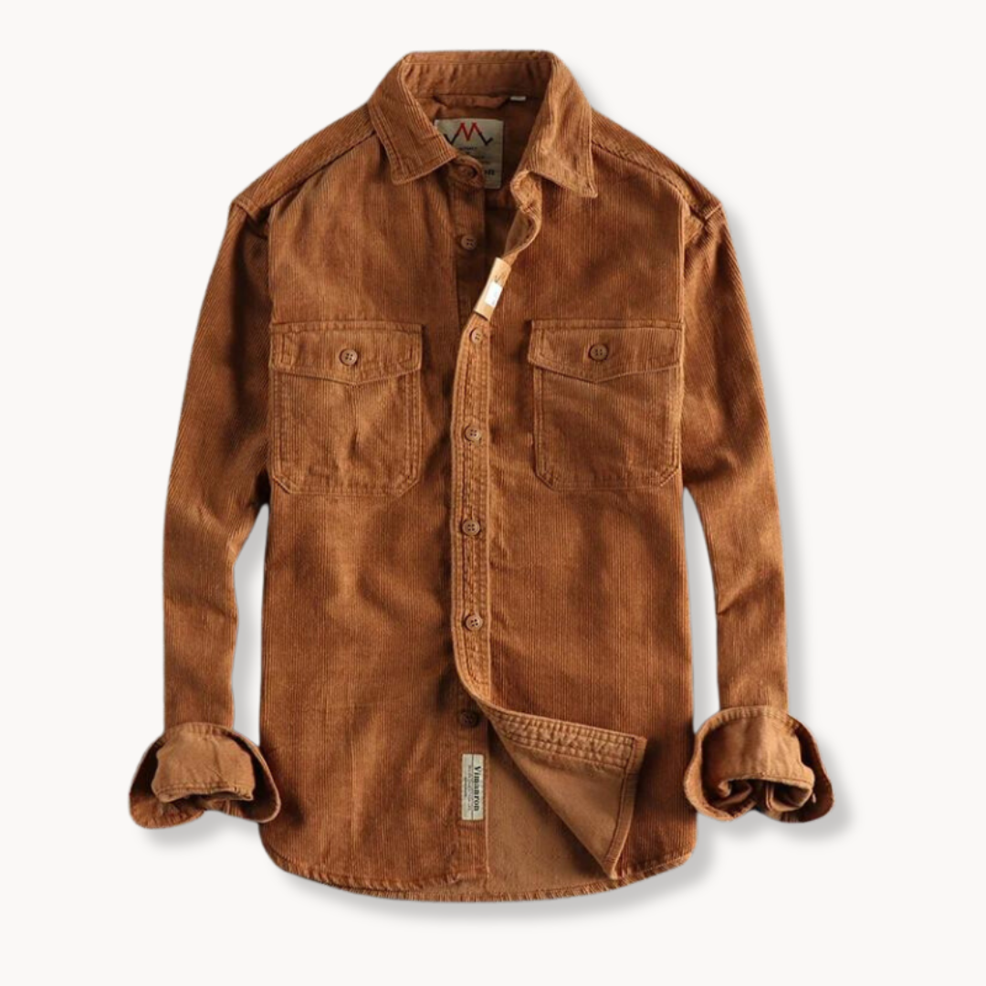 Chemise en velours côtelé homme à manches longues en coton 8