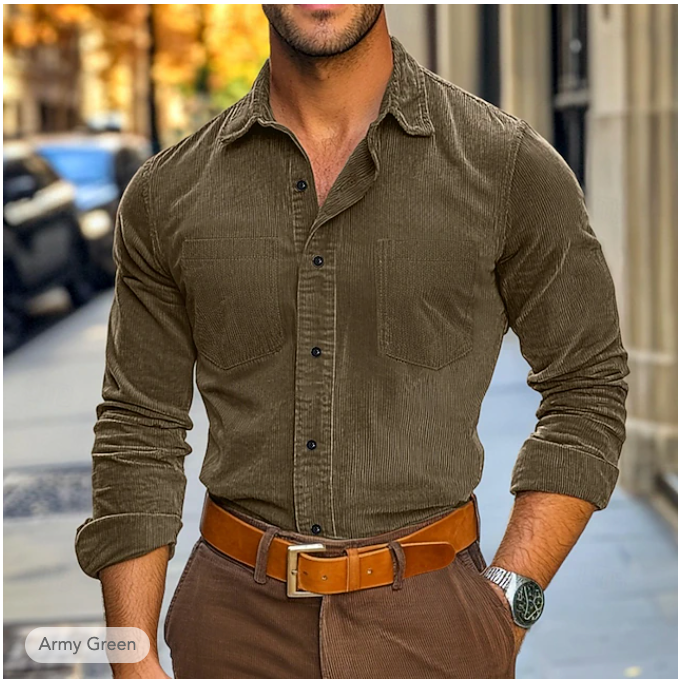 Chemise en velours côtelé homme élégante pour l'automne 2
