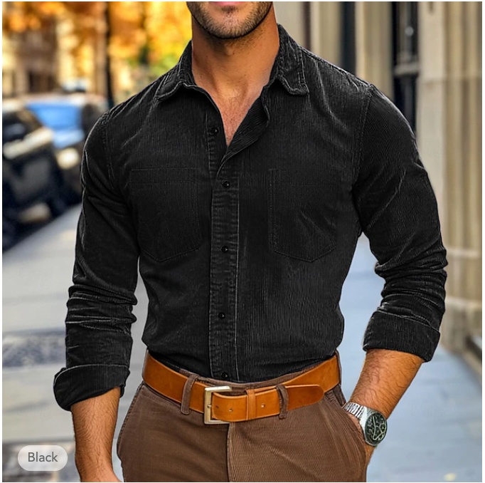 Chemise en velours côtelé homme élégante pour l'automne 3