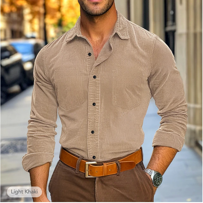 Chemise en velours côtelé homme élégante pour l'automne 9