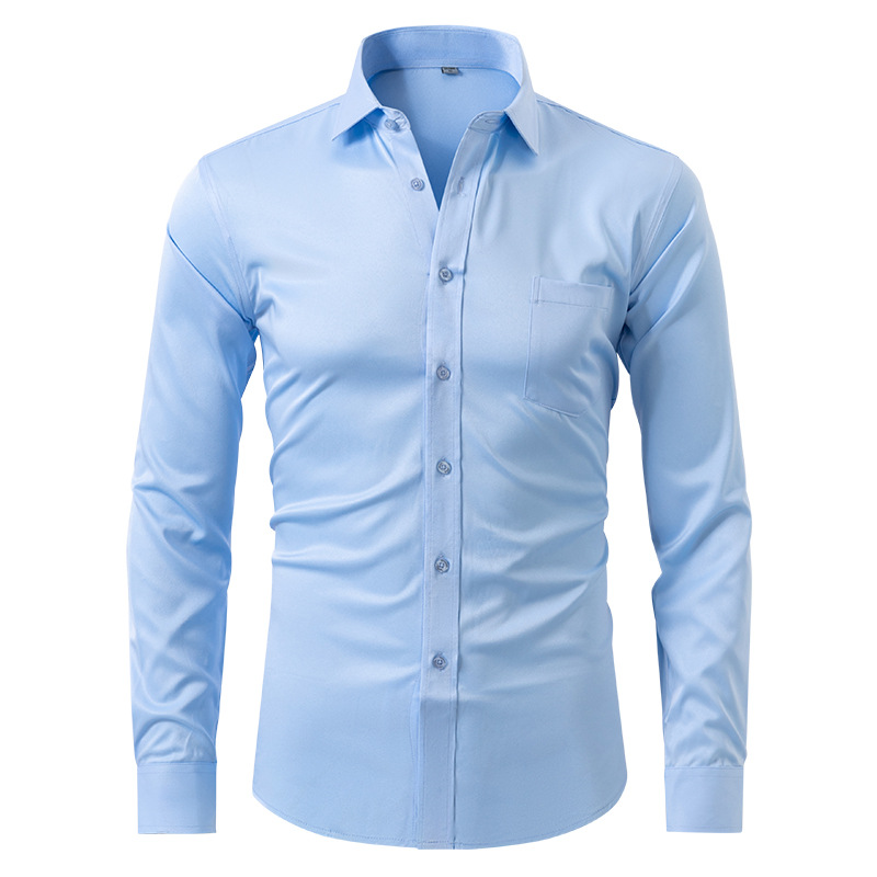 Chemise habillée ajustée en coton pour homme à manches longues 5