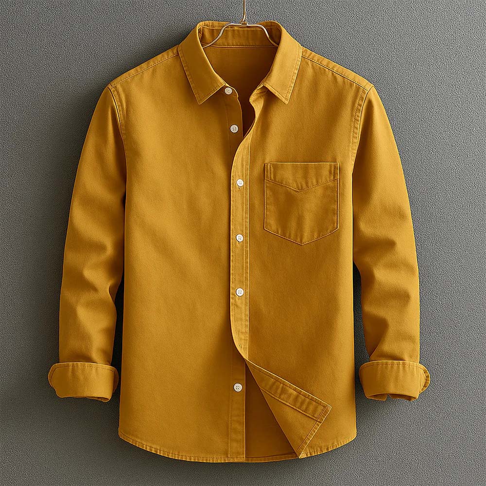 Chemise habillée en tissu biologique pour homme, col boutonné 3