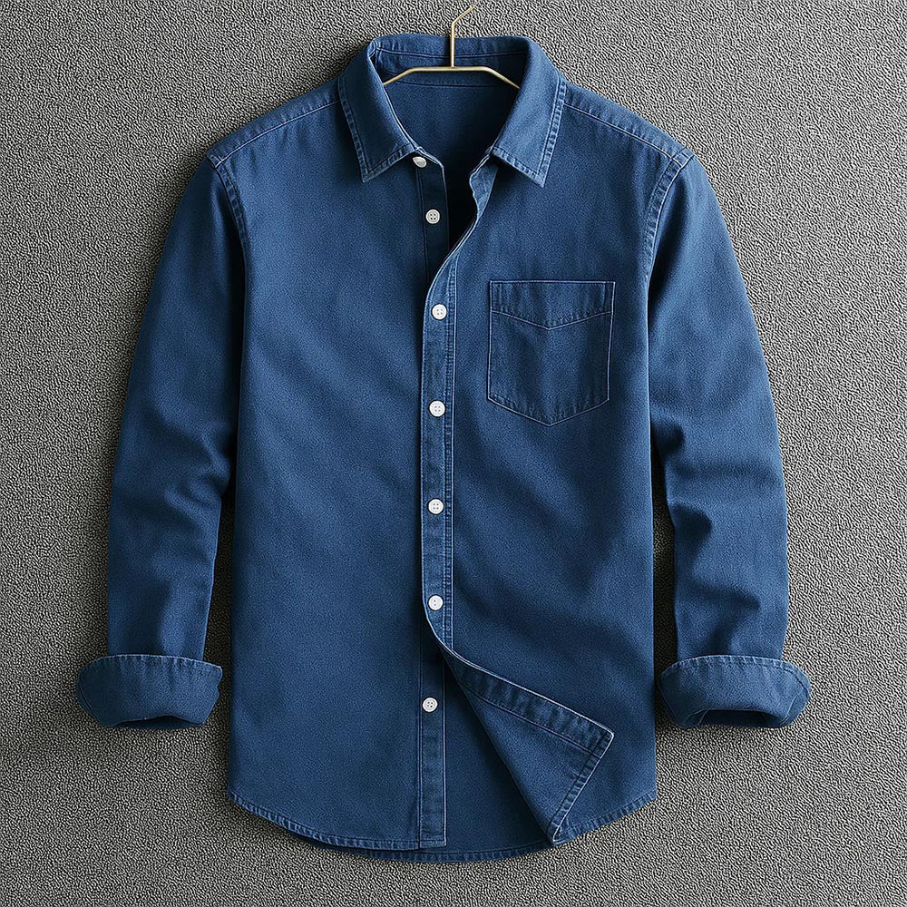 Chemise habillée en tissu biologique pour homme, col boutonné 4