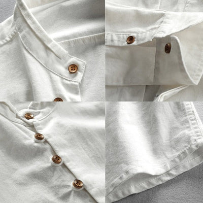 Chemise homme décontractée à col montant en coton 3