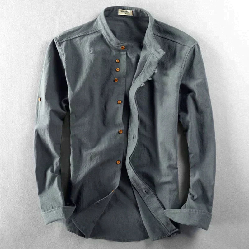 Chemise homme en coton à col mandarin élégant 2