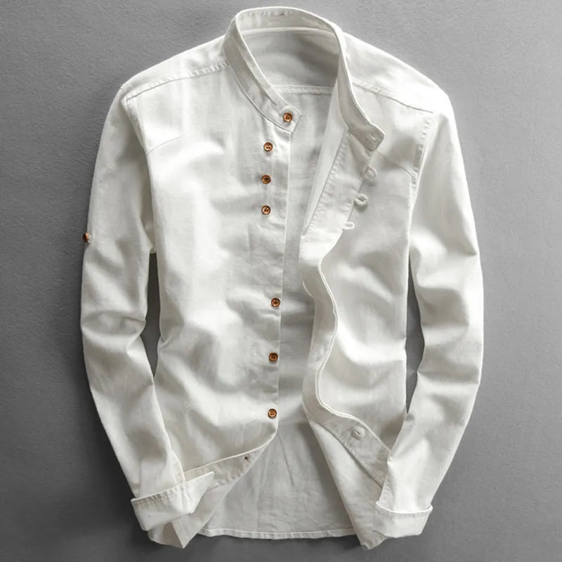 Chemise homme en coton à col mandarin élégant 3
