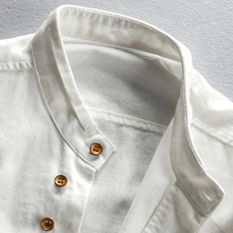 Chemise homme en coton à col mandarin élégant 5