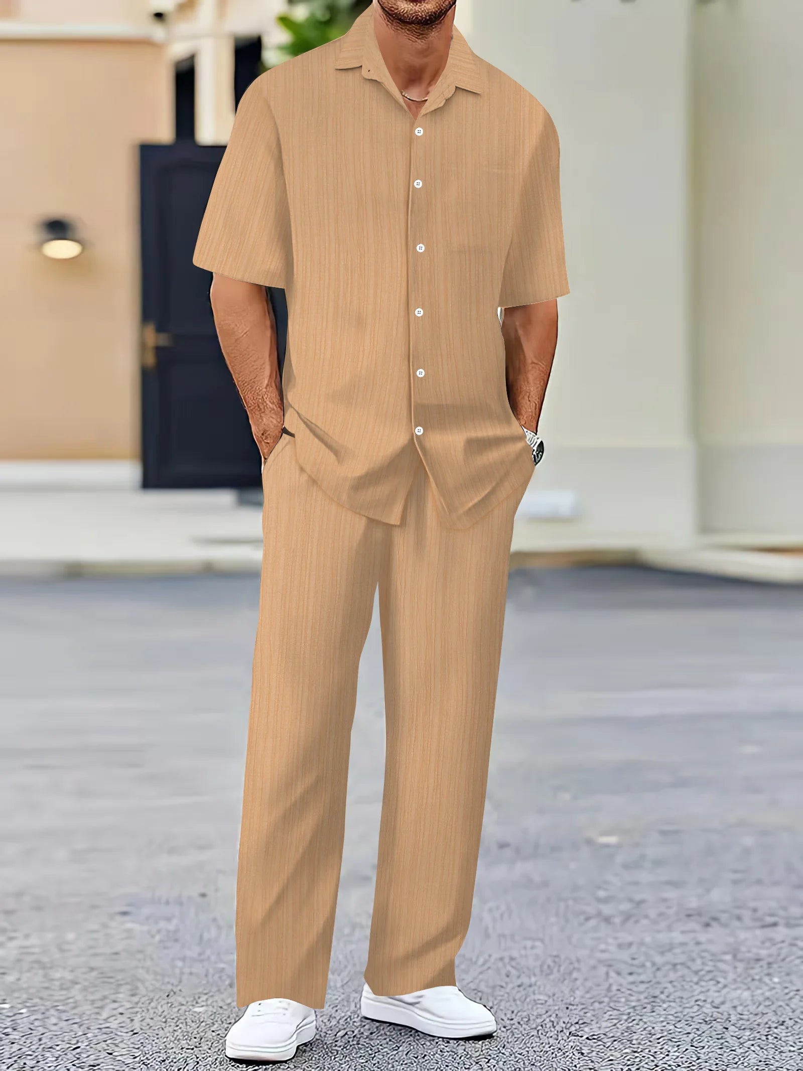Ensemble de chemise à rayures verticales en coton pour homme 5