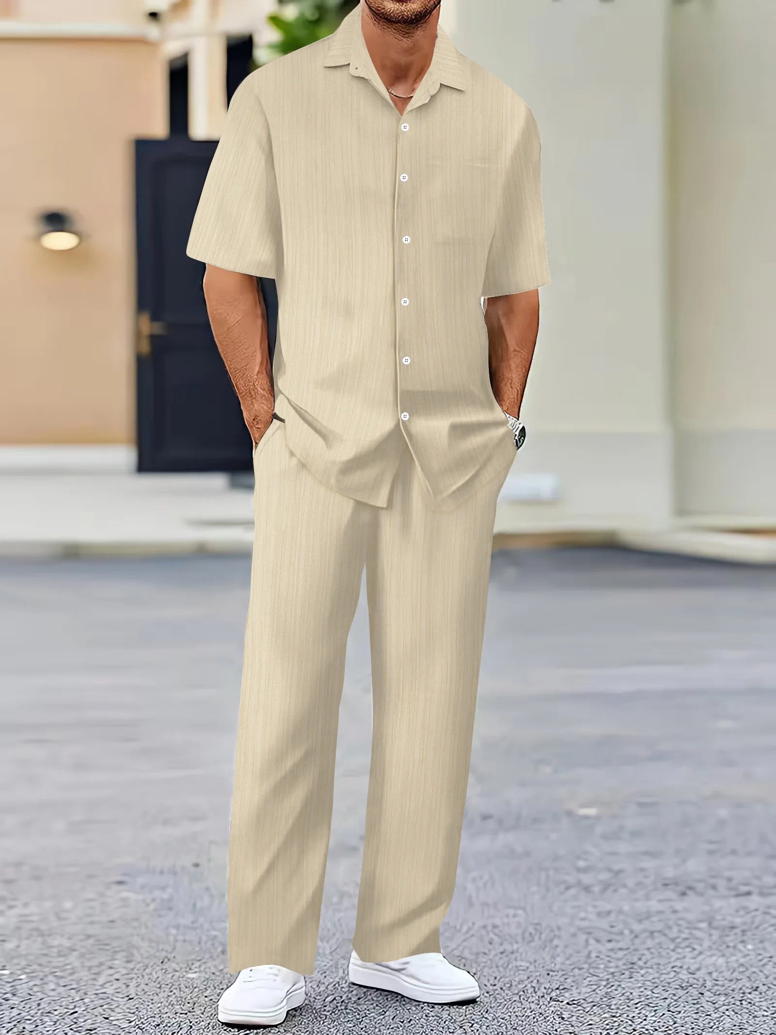 Ensemble de chemise à rayures verticales en coton pour homme 6