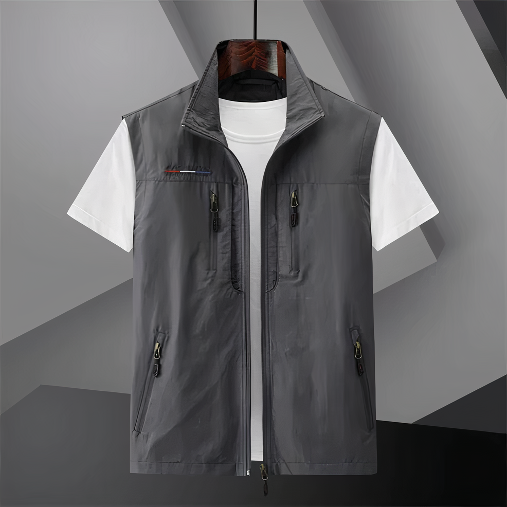 Gilet sans manche homme en coton moderne multi-poches 2
