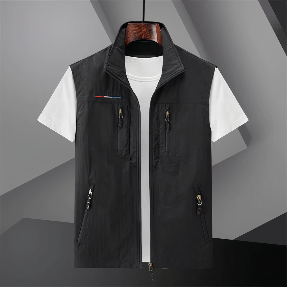 Gilet sans manche homme en coton moderne multi-poches 3