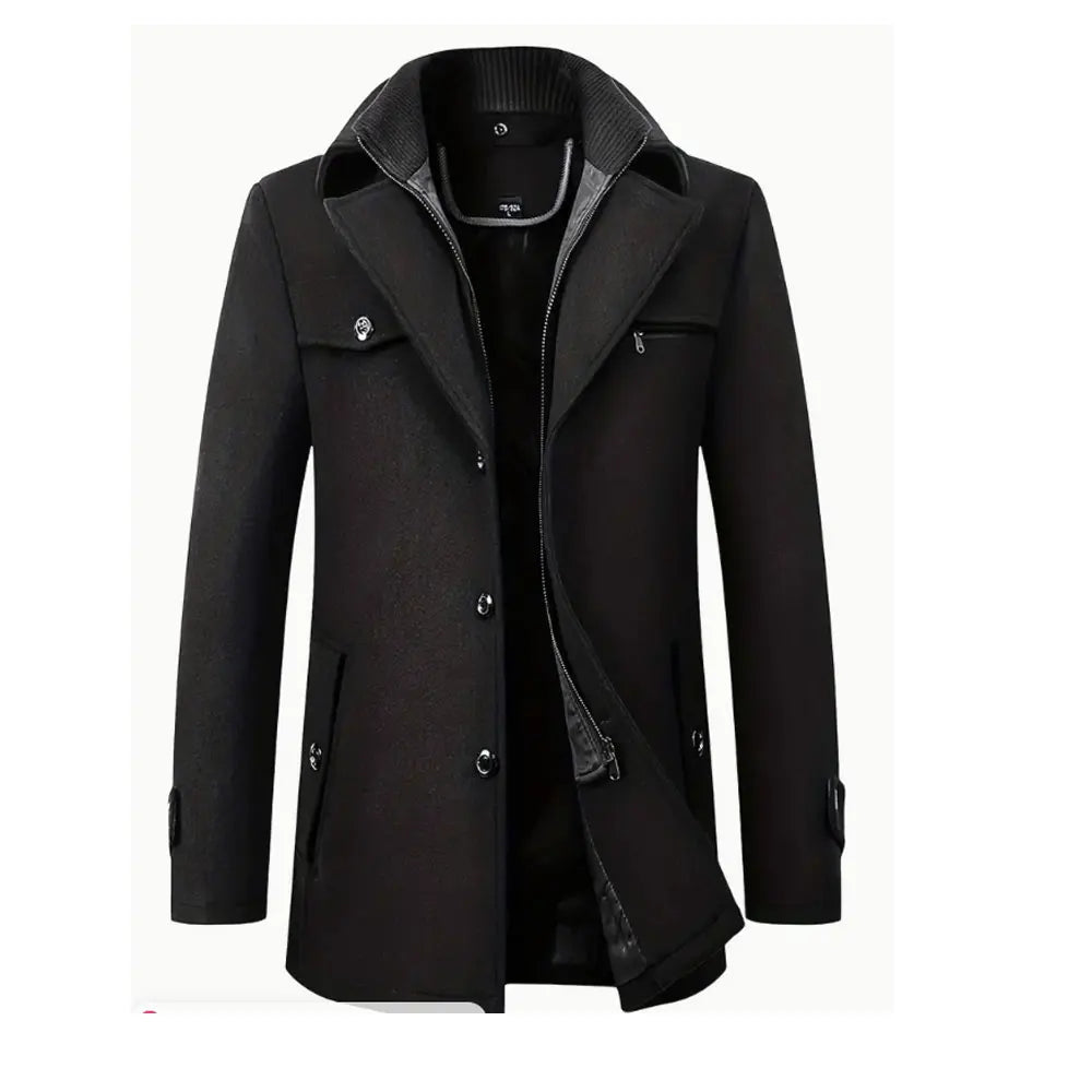 Manteau en laine homme hiver élégant et résistant au vent 4