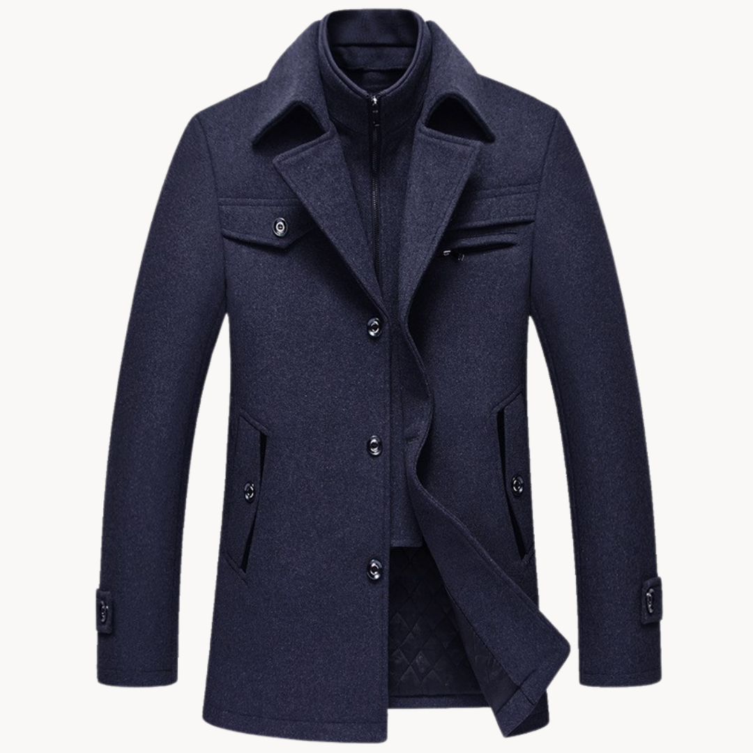 Manteau hiver homme en laine mélangée avec col cranté 3