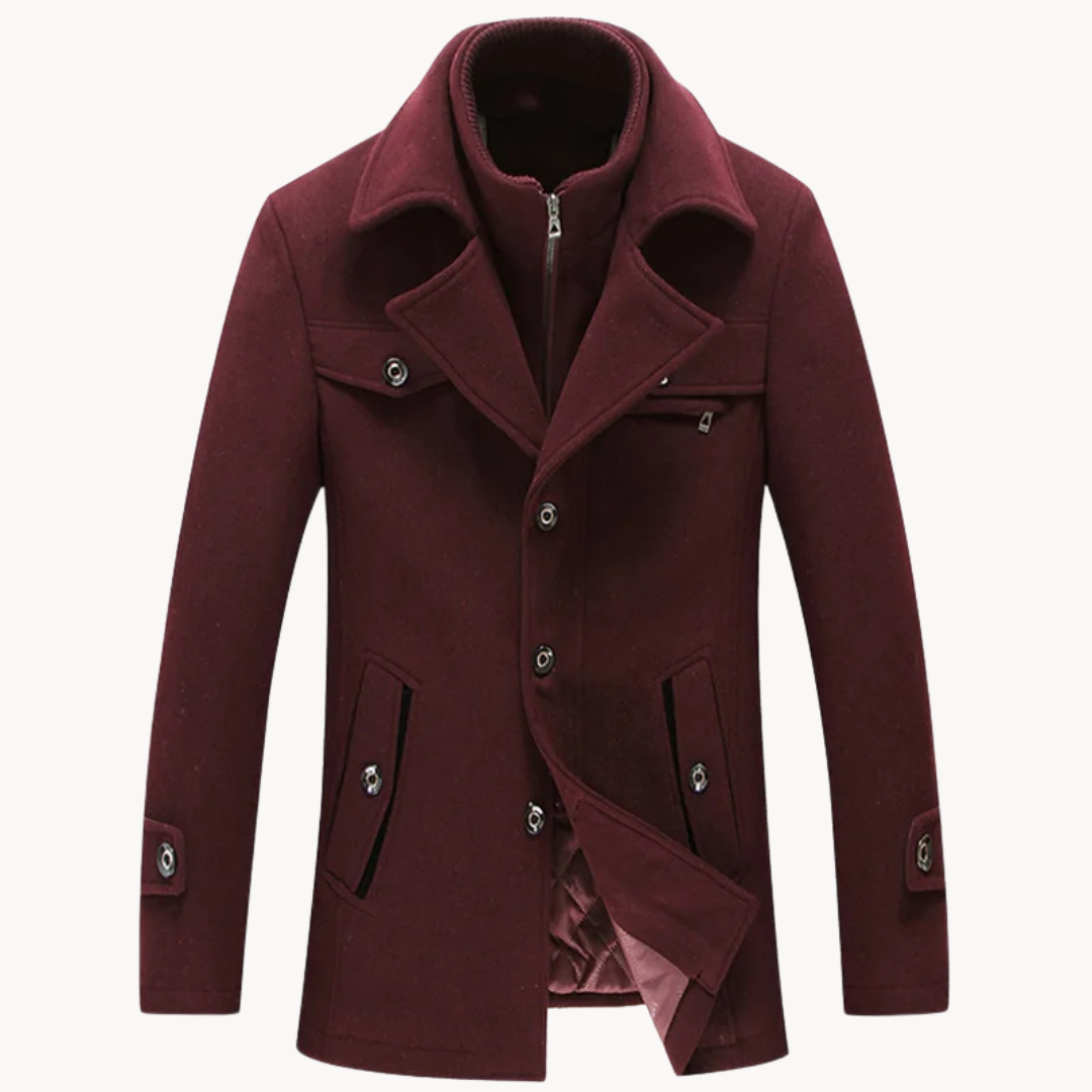 Manteau hiver homme en laine mélangée avec col cranté 6
