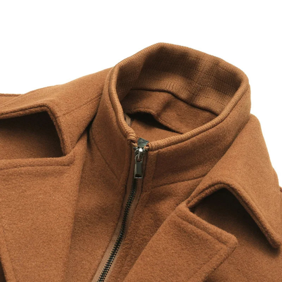 Manteau hiver homme en laine mélangée avec col cranté 8