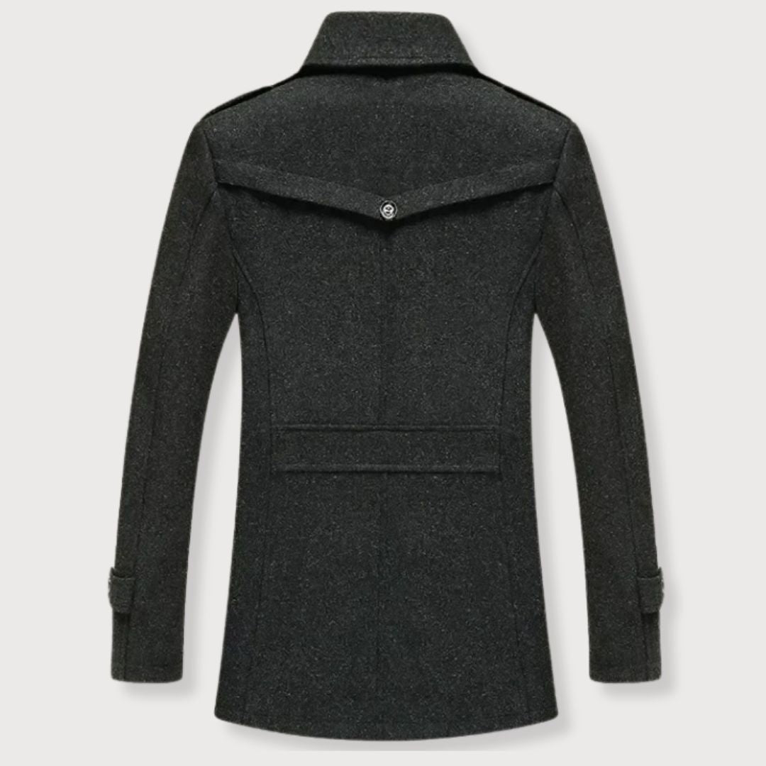 Manteau hiver homme en polyester et laine élégant ajusté 2