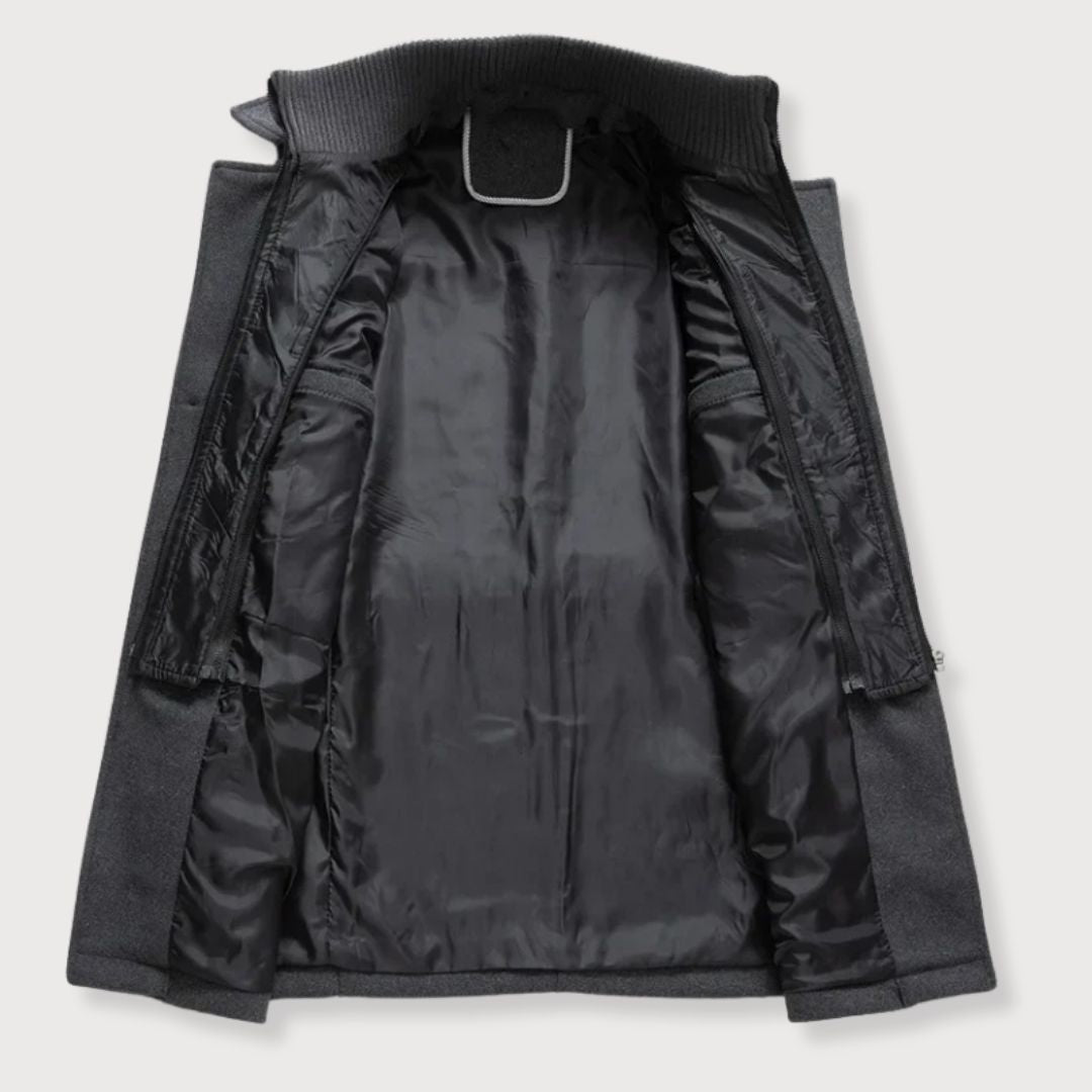 Manteau hiver homme en polyester et laine élégant ajusté 3