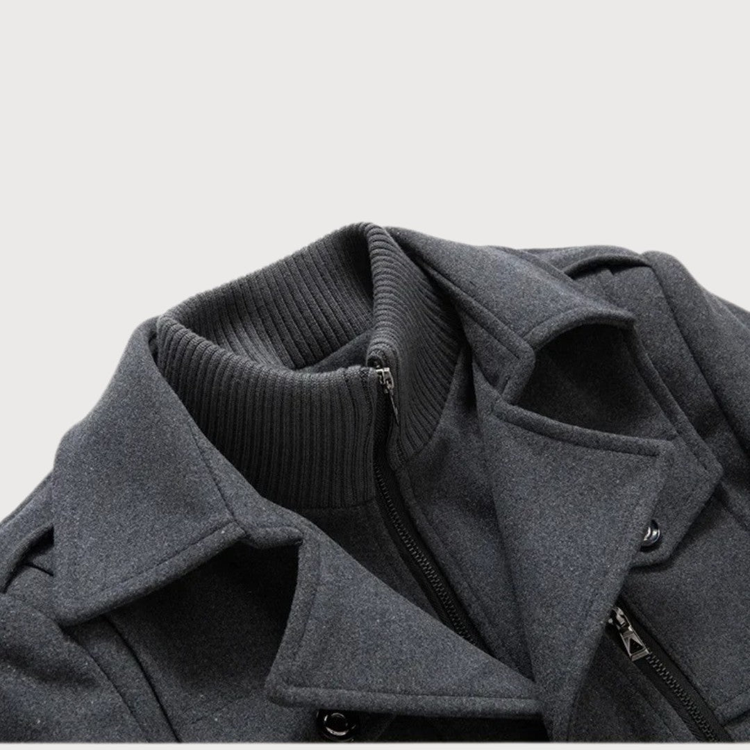 Manteau hiver homme en polyester et laine élégant ajusté 4