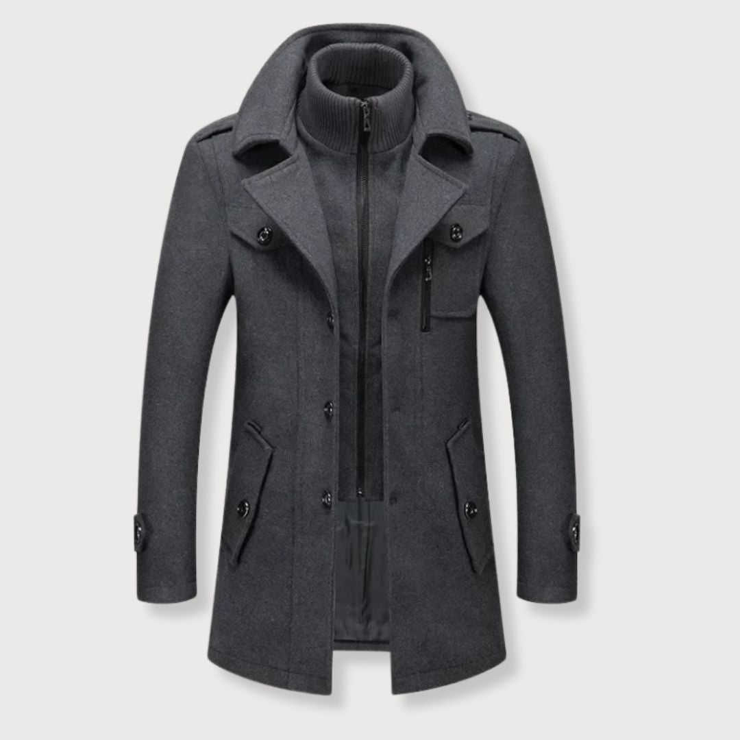 Manteau hiver homme en polyester et laine élégant ajusté 6