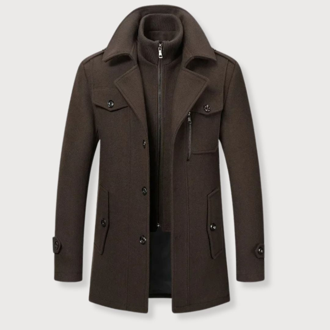 Manteau hiver homme en polyester et laine élégant ajusté 8