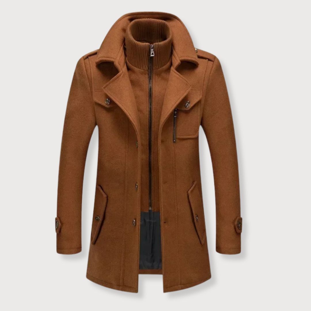 Manteau hiver homme en polyester et laine élégant ajusté 9