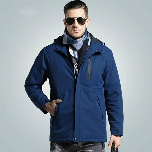 Parka d'hiver homme imperméable avec capuche et poches zippées 0