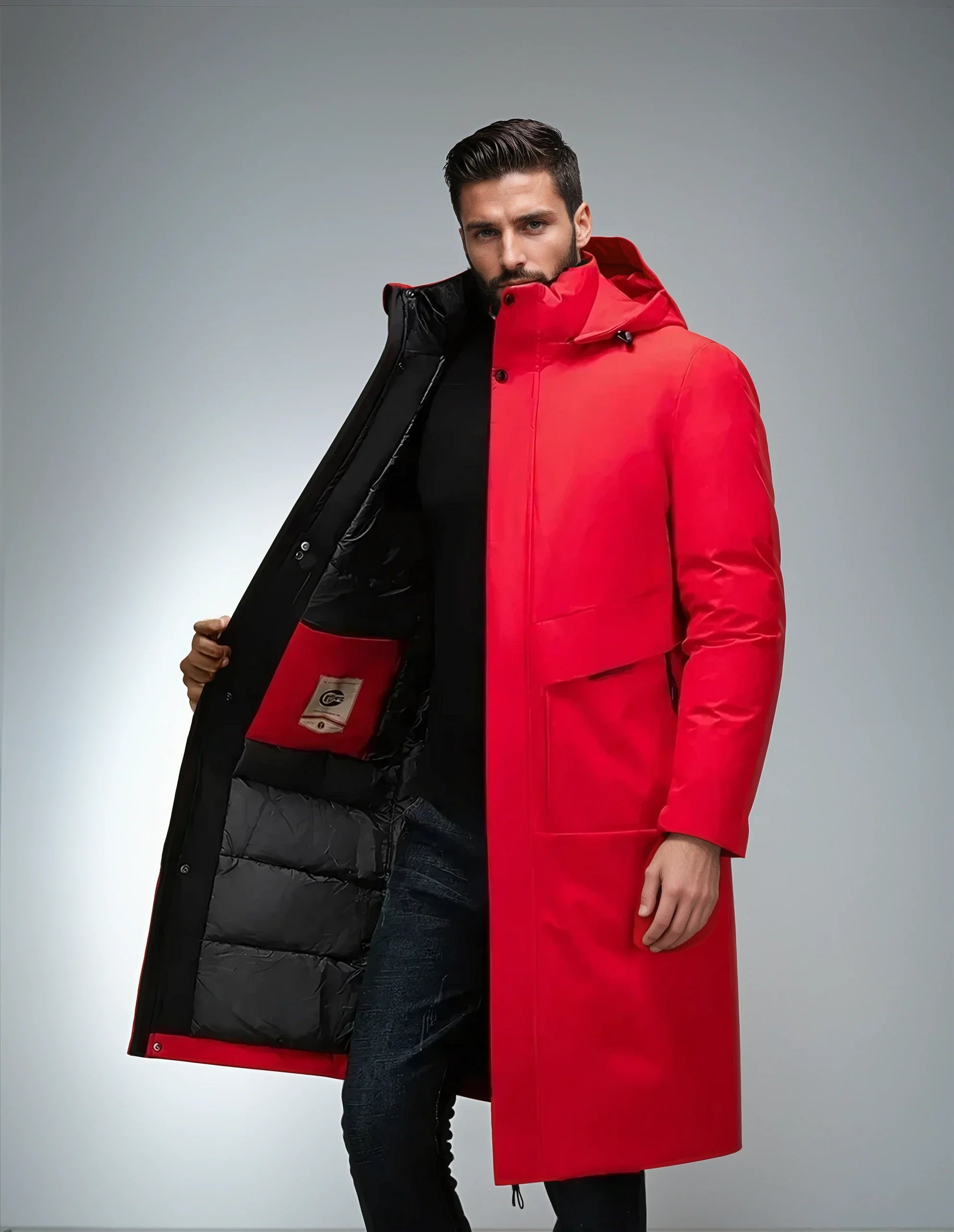 Parka longue homme hiver avec capuche et doublure chaude 3
