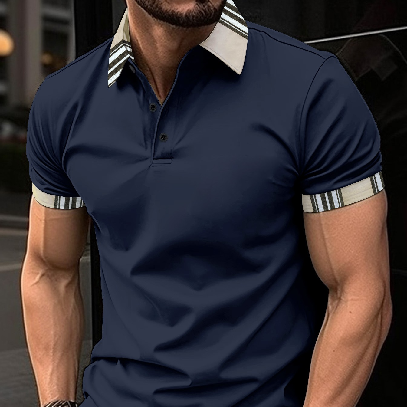 Polo Homme en Coton Élegant à Manches Courtes, Confortable 2