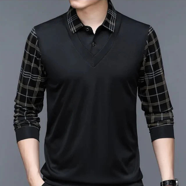 Polo Manche Longue Homme en Coton Mélangé Classique 0