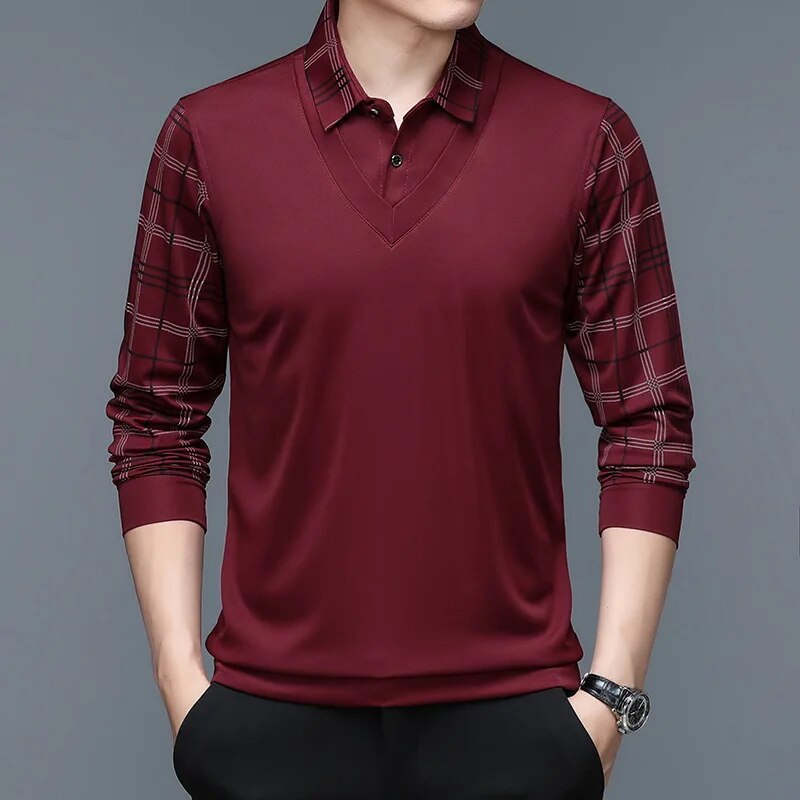 Polo Manche Longue Homme en Coton Mélangé Classique 1
