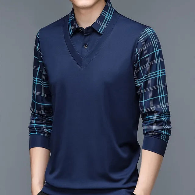 Polo Manche Longue Homme en Coton Mélangé Classique 3