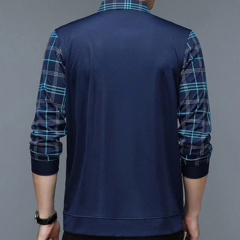 Polo Manche Longue Homme en Coton Mélangé Classique 4