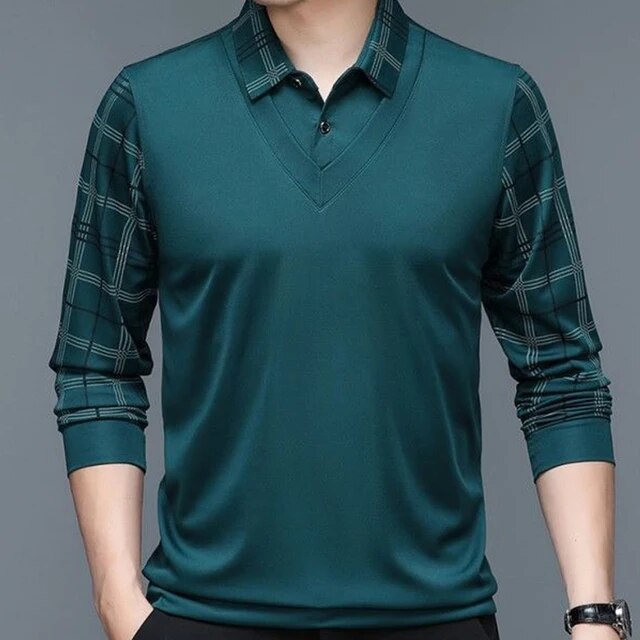 Polo Manche Longue Homme en Coton Mélangé Classique 5