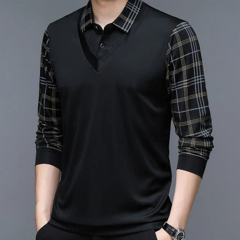 Polo Manche Longue Homme en Coton Mélangé Classique 6