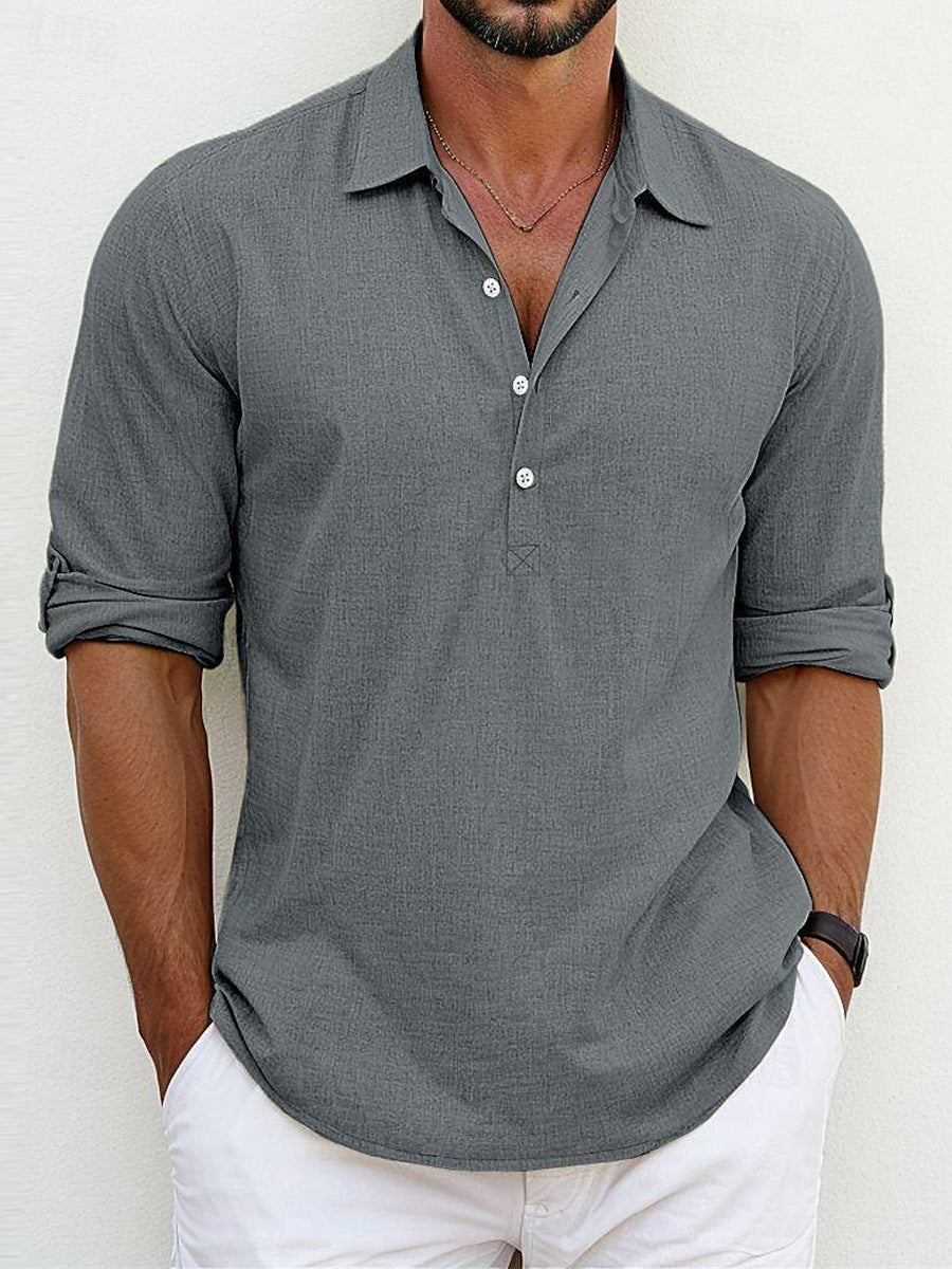 Polo à manches longues pour homme en coton avec col classique 9