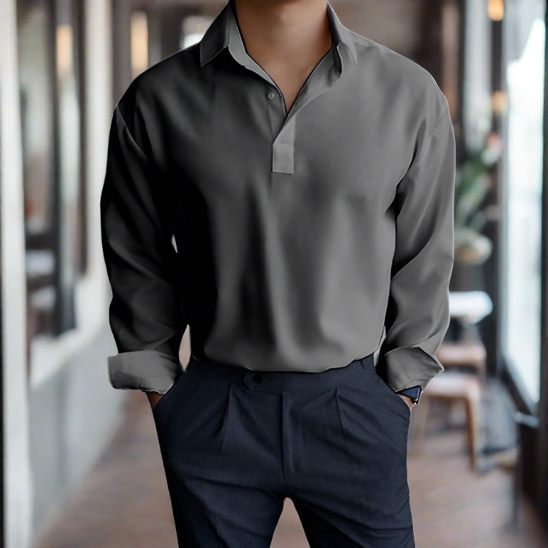 Polo à manches longues pour homme en tissu respirant 4