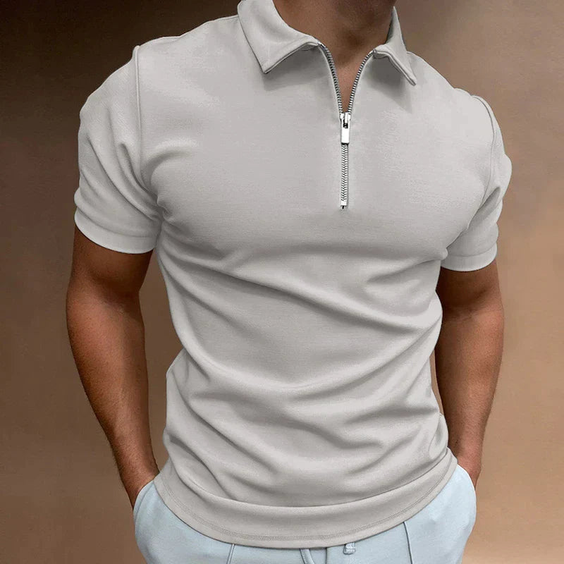 Polo décontracté zippé pour homme en coton 10