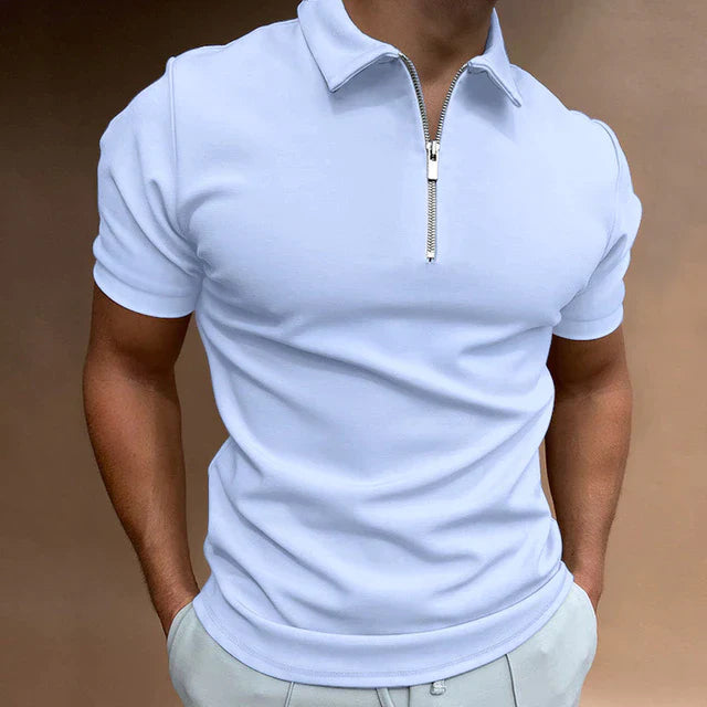 Polo décontracté zippé pour homme en coton 11