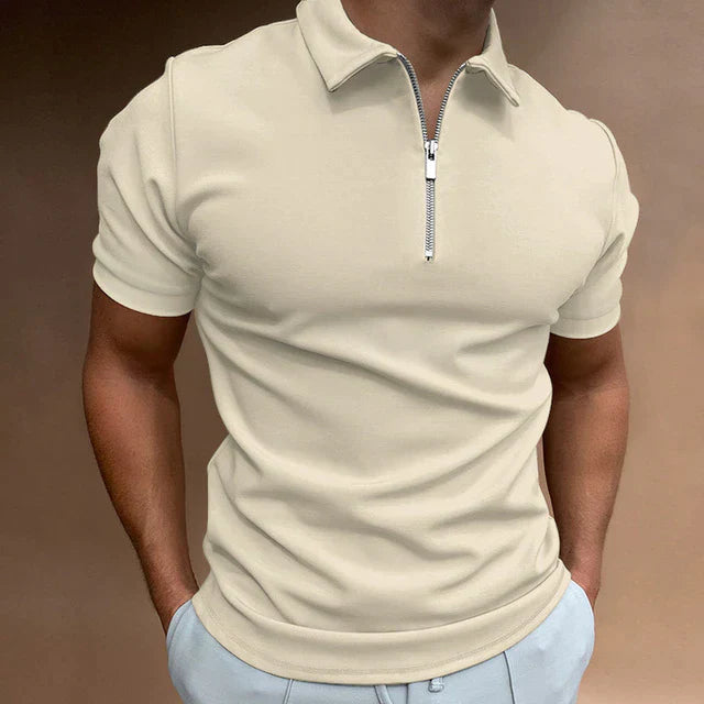 Polo décontracté zippé pour homme en coton 9